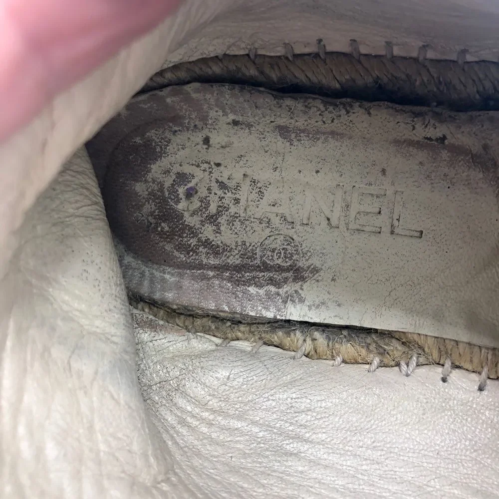 Chanel Black Leather Espadrilles High Top Sneakers CC‎